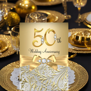 Convite Arco Elegante Dourado Diamond 50º Aniversário