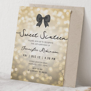 Convite Arco Elegante & Luzes Sweet Sixteen Dourado
