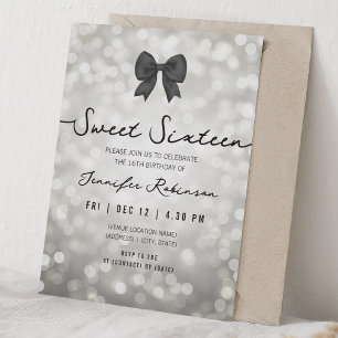 Convite Arco Elegante & Luzes Sweet Sixteen Prata