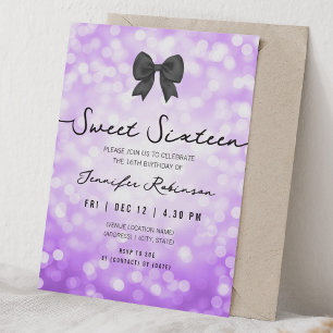 Convite Arco Elegante & Luzes Sweet Sixteen Roxo