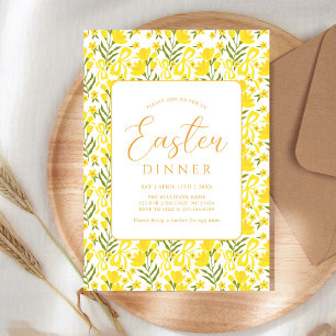 Convite Arco Floral Amarelo Moderno para Jantar de Páscoa