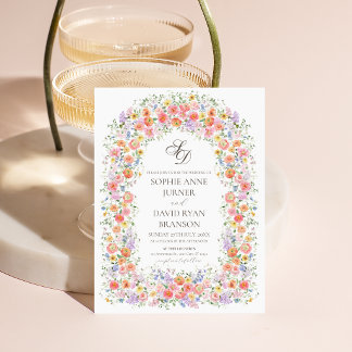 Convite Arco Floral Aquarela Jardim Casamento Caprichoso