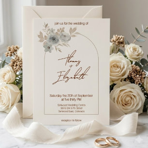 Convite Arco Floral Bege Macio Casamento Moderno Minimalis