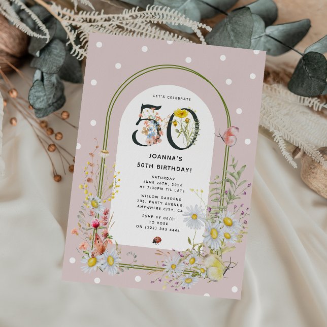 Convite Arco Floral Botânico Festa de 50 Anos (Criador carregado)