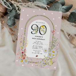 Convite Arco Floral Botânico Festa de Aniversário de 90 An