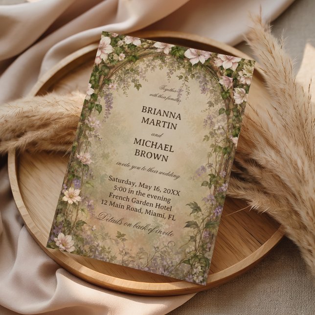 Convite Arco Floral Botânico Vintage (Criador carregado)