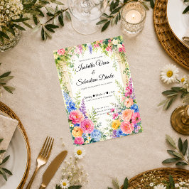 Convite Arco Floral Caprichoso para Casamento no Jardim 