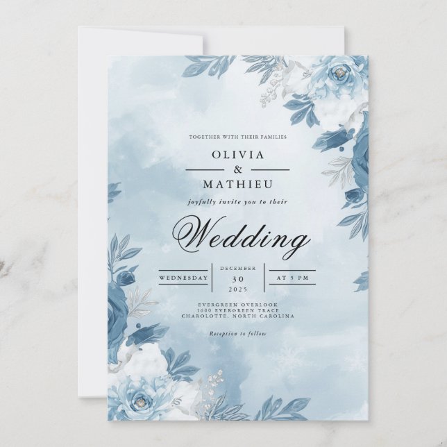 Convite Arco Floral Céu Azul Casamento (Frente)