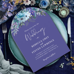 Convite Arco floral chic roxo escuro azul poeirento para c