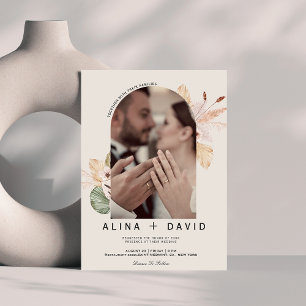 Convite Arco floral de grama minimalista para foto de casa