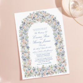 Convite Arco Floral de Hortênsias Azul Desbotado Casamento