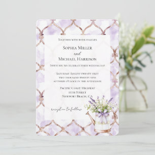 Convite Arco Floral de Lavanda Romântica Casamento