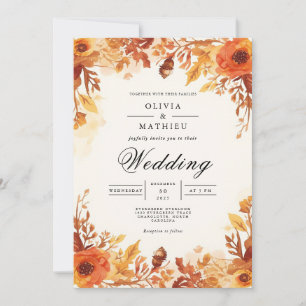 Convite Arco Floral de Outono Casamento