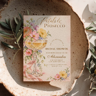 Convite Arco Floral de Pétalas & Prosecco para Chá de Noiv