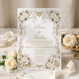 Convite Arco Floral de Rosa de Ouro Branco