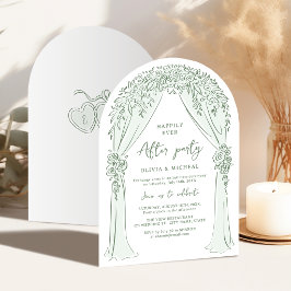 Convite Arco floral desenhado à mão para casamento Sage