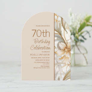 Convite Arco Floral em Aquarela Marrom Elegante para Anive