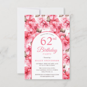 Convite Arco Floral Jardim Bonito Rosa 62º Aniversário