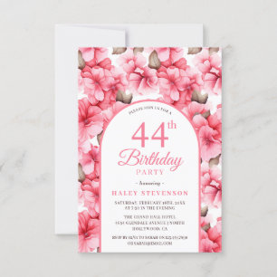 Convite Arco Floral Jardim Bonito Rosa Chic 44º Aniversári
