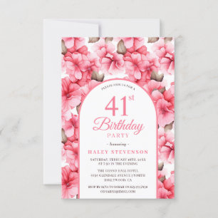 Convite Arco Floral Jardim Bonito Rosa Chique 41º Aniversá