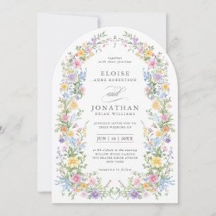 Convite Arco Floral Ornado de Pastel Suave Chic Casamento 
