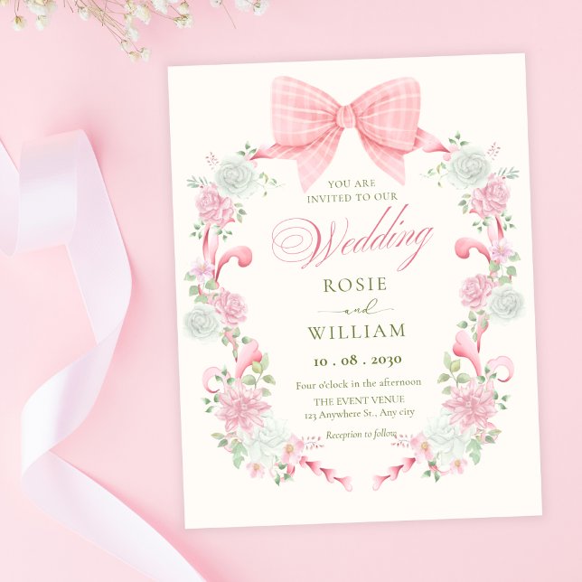 Convite Arco floral pastel elegante casamento (Criador carregado)
