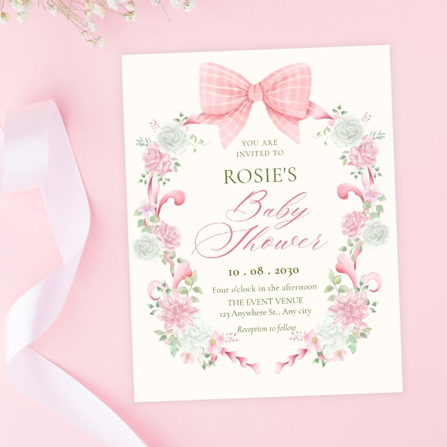 Convite Arco floral pastel elegante chá de bebê (Criador carregado)