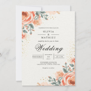 Convite Arco Floral Pêssego Florescimento Casamento