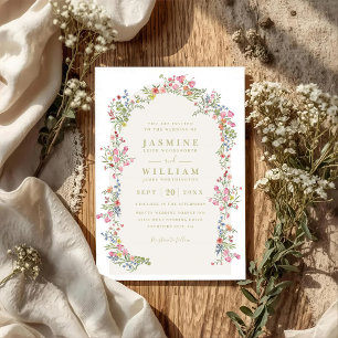 Convite Arco floral romântico delicado casamento moderno C