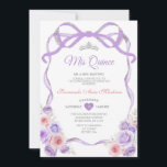 Convite Arco Floral Rosa Rosa Púrpura Silver Mis Quince<br><div class="desc">EDITABLE Dusty Purple Pink Floral Frame Silver Mis Quince Convite Elegante Quinceañera Dusty Púrpura Princesa Rosa Noite Frio Convite Silver Crown Mis Quince 15 Anos,  16ª Festa de aniversário</div>