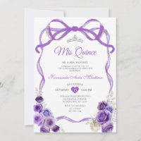 Arco Floral Roxo Fita Prata Coroa Mis Quince