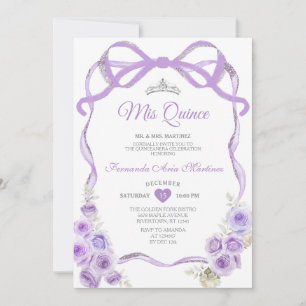 Convite Arco Floral Roxo Silver Mis Quince