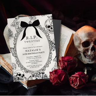 Convite Arco Floral Skull RIP 200 Parte aniversário de 30