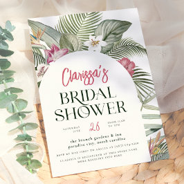 Convite Arco Floral Tropical Moderno Chá de Noiva de Verão