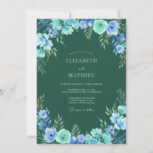 Convite Arco Floral Verde Azul Casamento