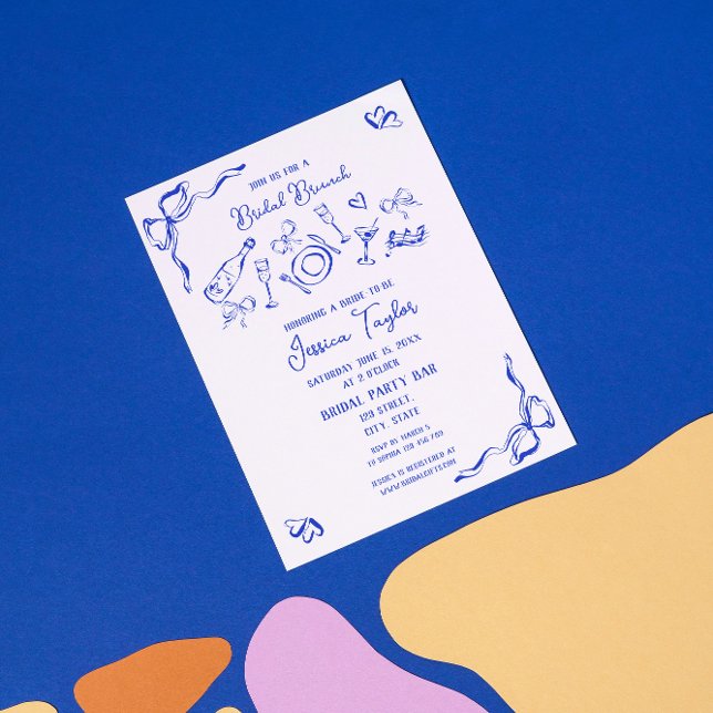 Convite Arco Francês Azul Bridal Brunch Francês Em (Criador carregado)