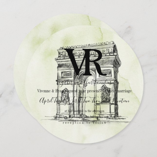 Convite Arco francês redondo (Frente/Verso)