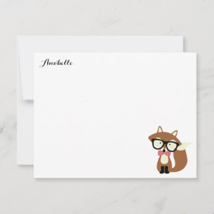 Convite Arco Gravata e óculos Hipster Fox Obrigado Notas