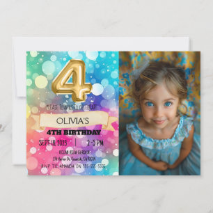 Convite Arco-Íris, 4 anos, 4 aniversários Fotografias Meni