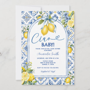 Convite Arco-íris Azul Ciao Bambino Limão Baby Shower