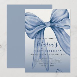 Convite Arco-íris Azul de Aquarela Personalizado para Prim