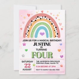 Convite Arco-Íris Bonito Qualquer Festa de aniversário Ida