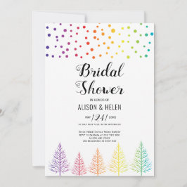 Convite Arco-íris colorido árvores, pontos chá de panela l