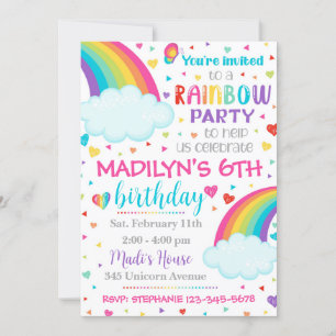 Convite Arco-Íris   Convite de aniversário do Rain
