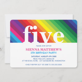 Convite arco-íris corajoso e colorido aniversário de crian