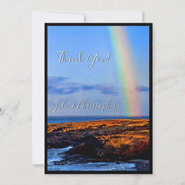 Convite Arco-Íris de Amor e Felicidade, Casamento, Obrigad (Frente)