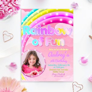Convite Arco-Íris de Diversão com Imagem
