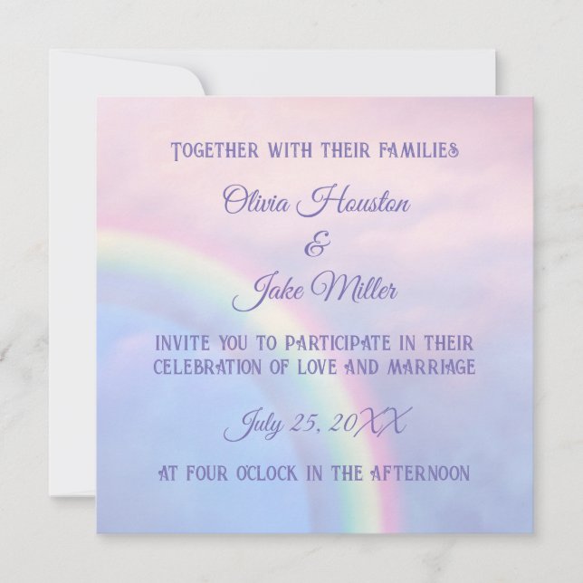 Convite Arco-íris de esperança - pastel, (Frente)