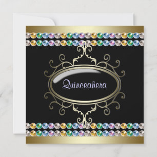 Convite Arco-íris de Ouro Preto Quinceanera
