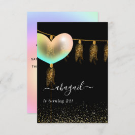 Convite Arco-íris e Festa de aniversário Dourada e Negra